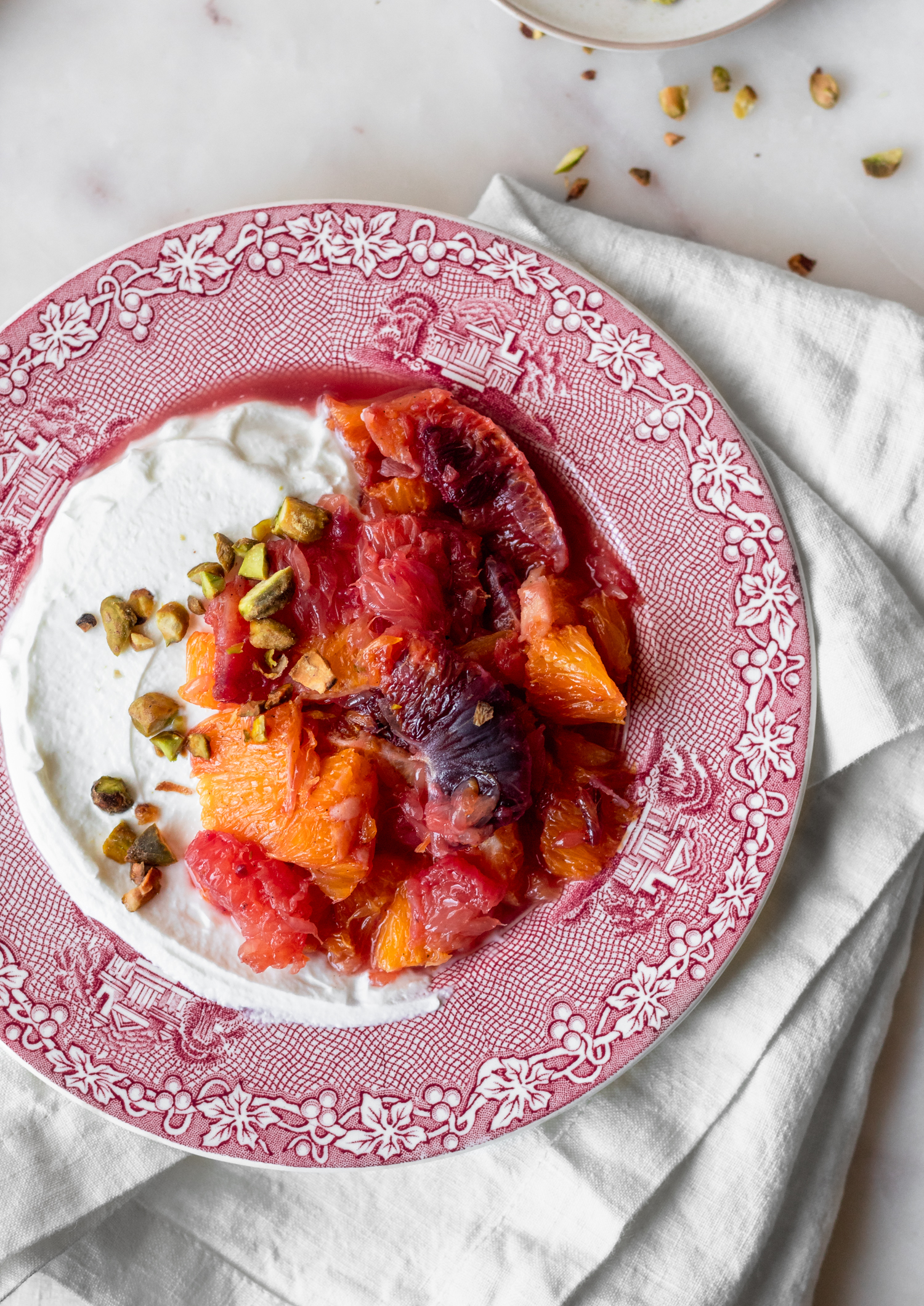 Compote made with a variety of citrus fruit served over Greek yogurt.