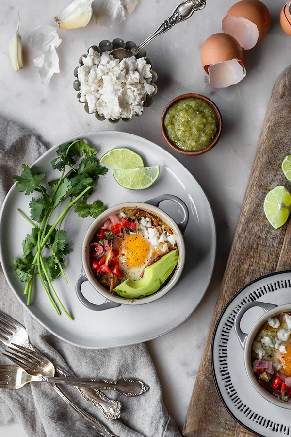 Mini Chilaquiles Verdes with Roasted Tomatillo Salsa | Serendipity by Sara Lynn