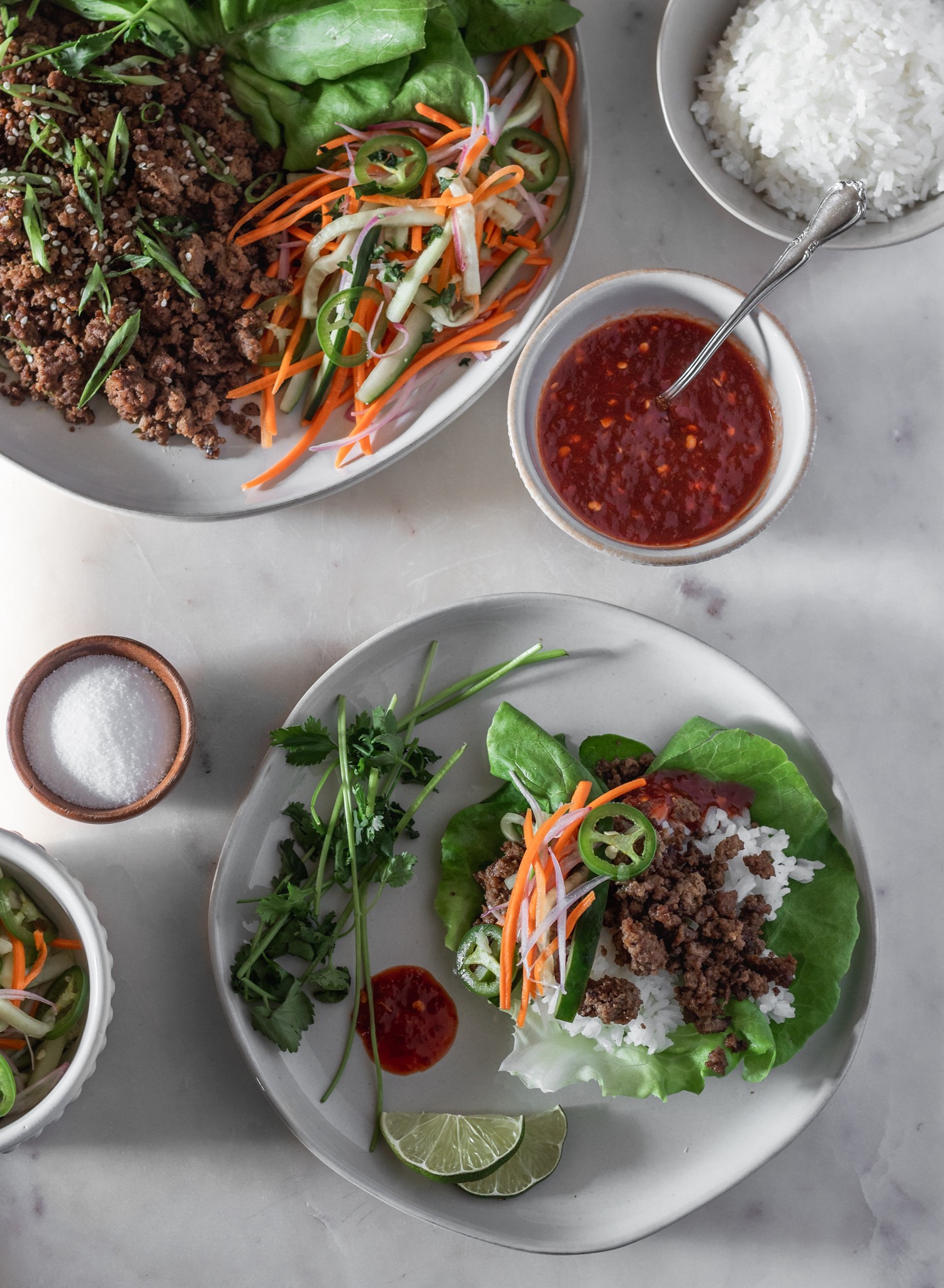 Beef Larb with Pickled Vegetable Slaw | Serendipity by Sara Lynn